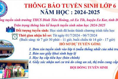 TRƯỜNG THCS ĐINH TIÊN HOÀNG TUYỂN SINH NĂM HỌC 2024 – 2025